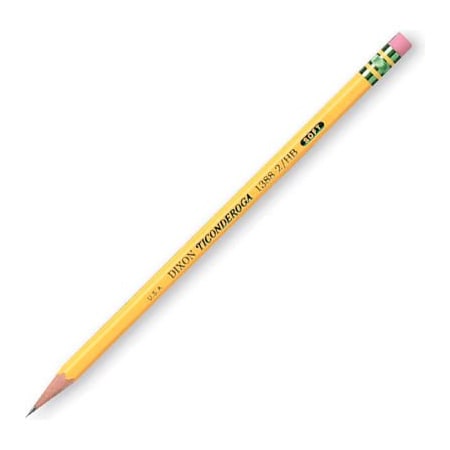 Dixon Ticonderoga Dixon Ticonderoga HB No 2 Pencil With Eraser, Yellow Barrel, 72/Box 33904